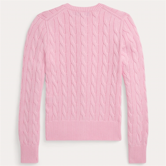 Polo Ralph Lauren Cable-Knit Cotton Crewneck Cardigan, Camel Pink